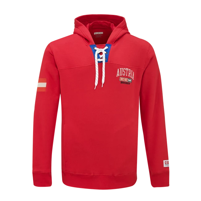 Sweat-shirt Pour Homme CCM FLAG HOODIE TEAM AUSTRIA Red SR 3 Sweat-shirt Pour Homme CCM FLAG HOODIE TEAM AUSTRIA Red SR