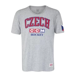 T-shirt Pour Homme CCM FLAG TEE TEAM CZECH Athletic Grey